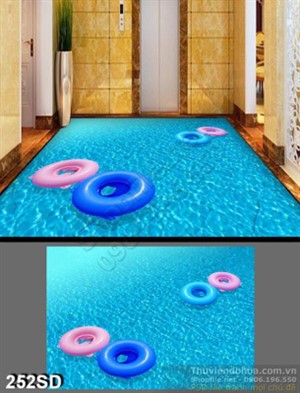 Tranh bể bơi xanh