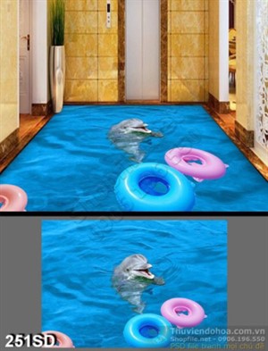 Tranh cá heo ở bể bơi
