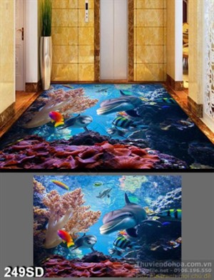 Tranh cá heo và san hô