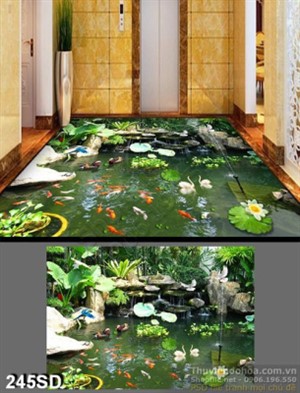 Tranh hồ cá chép phong thủy đẹp