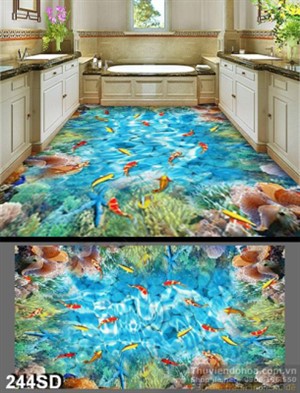 Tranh cá chép Koi và san hô