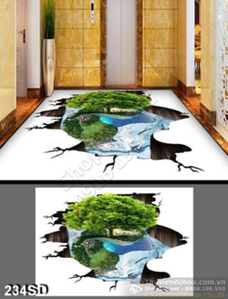 Tranh cây nghệ thuật in sàn 3D