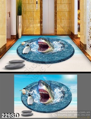 Tranh chim cánh cụt và cá mập