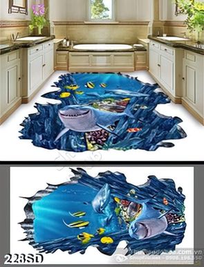 Tranh cá mập và cá heo in gạch chất lượng cao