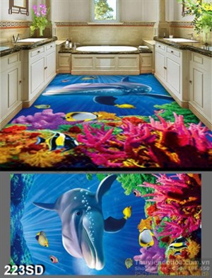 Tranh cá heo và san hô