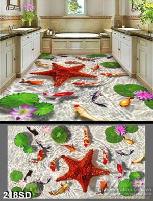 Tranh sao biển và cá chép Koi