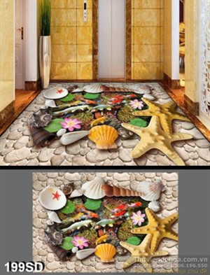 Tranh cá chép Koi và sao biển giả ngọc