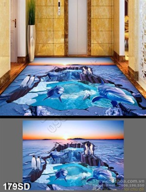 Tranh cá heo và chim cánh cụt Nam cực