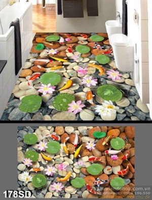 Tranh hoa Sen và cá Koi