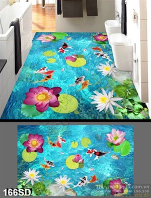 Tranh cá chép Koi và bông Sen psd