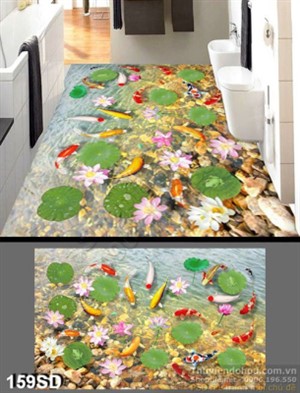 Tranh cá chép Koi và mặt nước