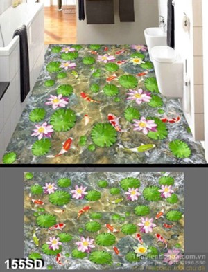 Tranh cá chép Koi và lá Sen