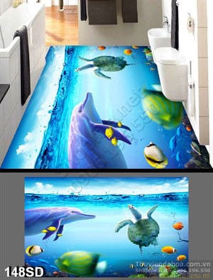 Tranh cá heo và rùa biển đại dương