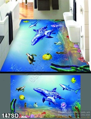 Tranh cá heo dưới đáy địa dương