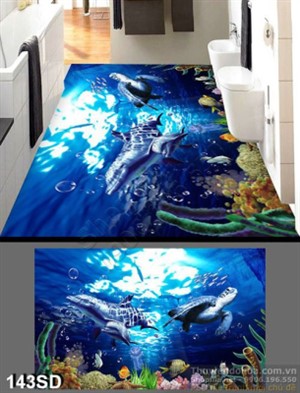 Tranh rùa biển và cá heo đại dương