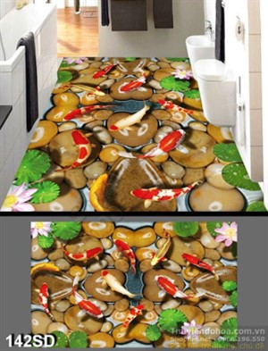 Tranh cửu ngư và hoa Sen nghệ thuật