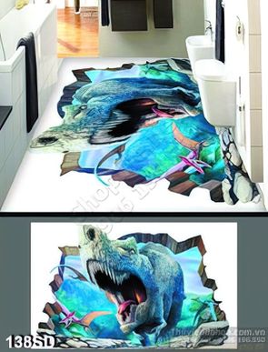 Tranh cá mập in sàn 3D psd