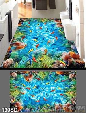 Tranh cá chép Koi và san hô