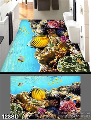 Tranh cá và san hô đại dương xanh