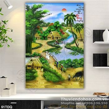 Tranh làng quê Việt Nam bình yên