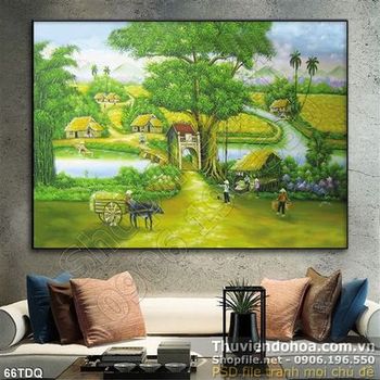 Tranh làng quê cảnh sinh hoạt ở làng quê