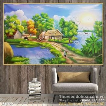 Tranh làng quê con đường nhỏ vào nhà tôi đẹp