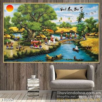 Tranh làng quê rước dâu nhà quê ấn tượng
