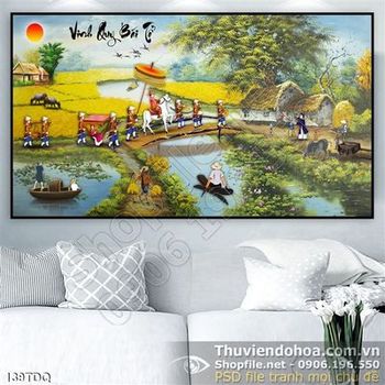 Tranh làng quê Vinh Quy Bái Tổ nghệ thuật