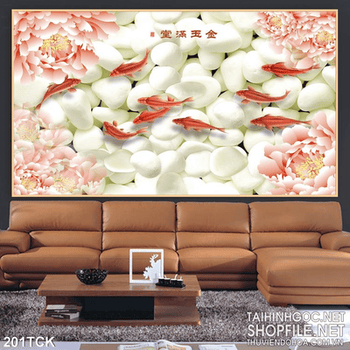 Tranh hoa sen, cá chép nghệ thuật