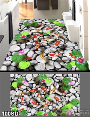 Tranh cá chép Koi và sỏi