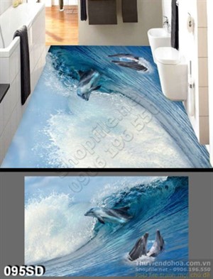 Tranh cá heo lướt sóng biển