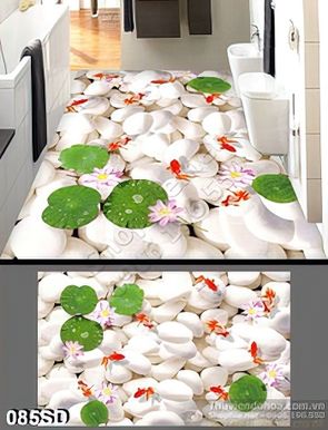 Tranh cá chép và hoa Sen in gạch chất lượng