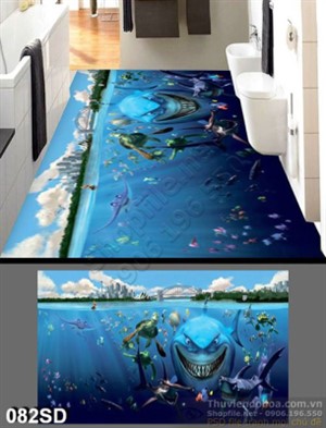 Tranh cá mập dưới đại dương