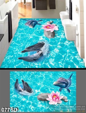 Tranh cá heo và đại dương in sàn