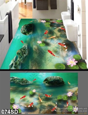 Tranh cá chép Koi và hoa sen