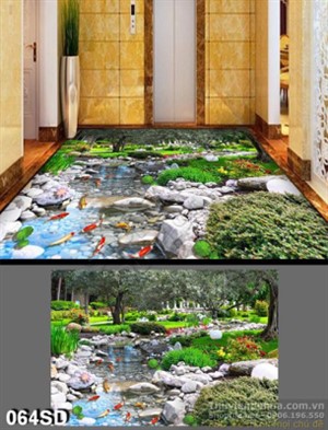 Tranh cá chép Koi trông công viên