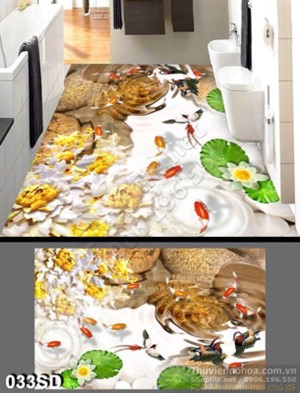 Tranh cá chép Koi và chim uyên ương