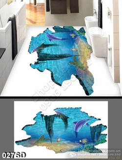 Tranh sàn 3D đại dương và cá heo