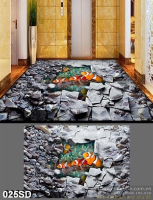 Tranh cá in sàn 3D chất lượng