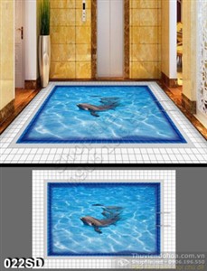 Tranh cá heo in sàn 3D