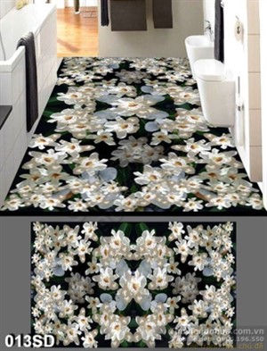 Tranh sàn 3D hoa lan in chất lượng cao