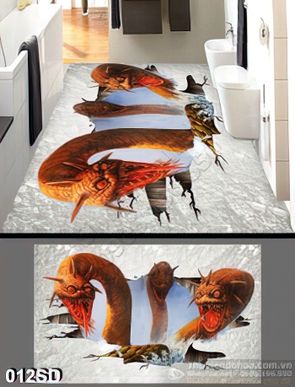Tranh sàn 3D rồng lửa