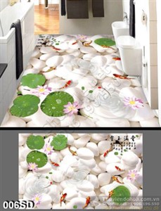 Tranh 3D cá chép Koi và hoa sen