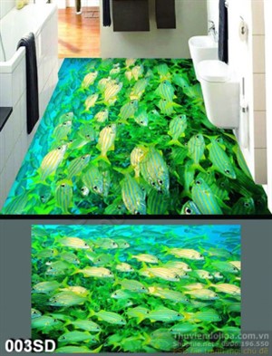 Tranh sàn 3D cá biển đại dương