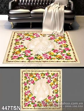 Tranh hoa mẫu đơn in thảm chất lượng cao