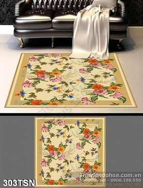 Tranh thảm sàn họa tiết lá trang trí