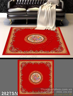 Tranh thảm màu đỏ hoa văn trang trí