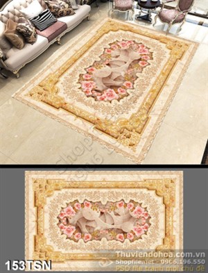 Tranh thảm hoa văn đá và hoa hồng