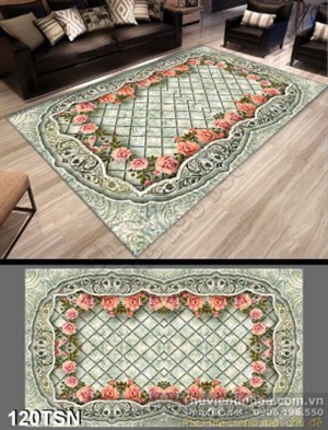 Tranh thảm sàn 3D hoa hồng cổ điển
