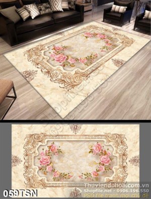 Tranh thảm họa tiết hoa hồng cổ chất lượng